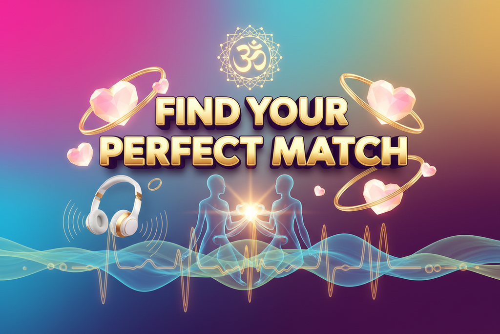 create 3d attractive bright color image with 3d text for attracting right partner in life with self hypnosis audio course .