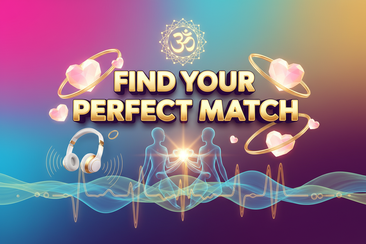 create 3d attractive bright color image with 3d text for attracting right partner in life with self hypnosis audio course .